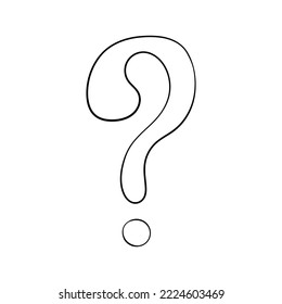 Question mark hand drawn in doodle style, vector illustration. Icon question symbol for print and design. Quiz and Exam concept, isolated element on a white background. Graphic sign ask and fqa