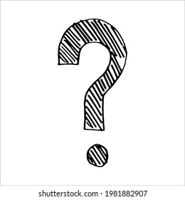 Question mark. Hand drawn illustration isolated on white background.