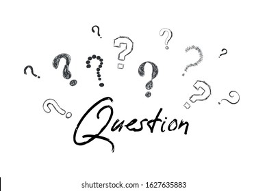 Question mark. Hand drawn signs interrogation, scribble symbols. Cartoon sketch style interrogation to ask questions drawn with a pen and marker, doodle. Vector illustration EPS 10