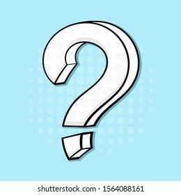 Question mark. Hand drawn sketch on blue background. Vector illustration