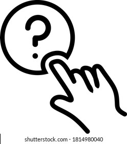 Question mark with hand, hand pointing the question, question mark with finger icon, Vector