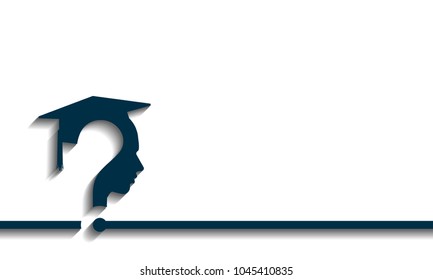 Question mark head with Education Cap, vector