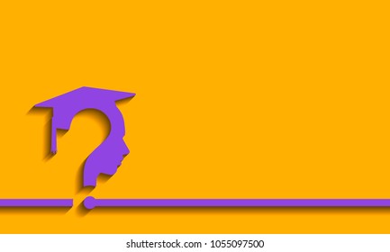 Question mark head with Education Cap, vector