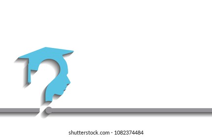Question mark head with Education Cap, vector