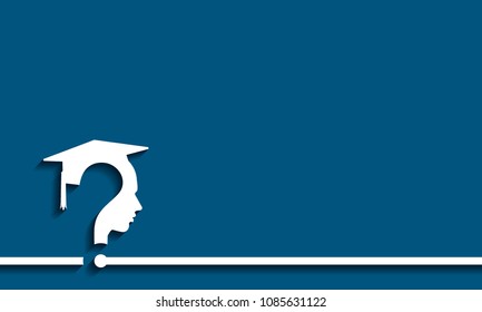 Question mark head with Education Cap, vector