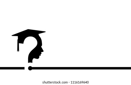 Question mark head with Education Cap, vector