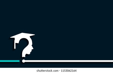 Question mark head with Education Cap, vector