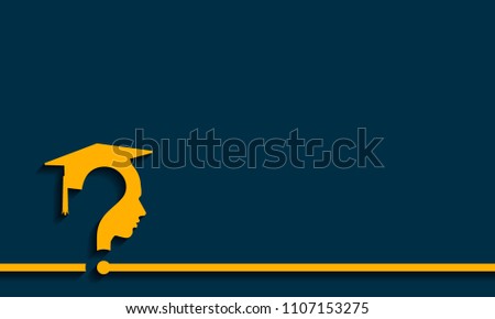 Question mark head with Education Cap, vector