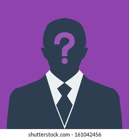 The question mark in the head of human silhouette