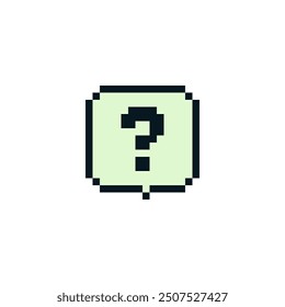 Question mark help icon pixel art style, ask. Isolated vector illustration. Game assets 8-bit sprite. Design for stickers, web, mobile app.