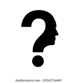 Question Mark with Human Face. Vector Illustration.