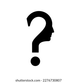 Question mark human head. Human in front of whom the big problems and solution issues. Vector illustration flat design. Isolated on white background.