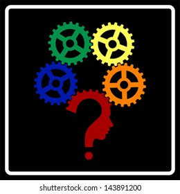 question mark human head gear symbol, vector