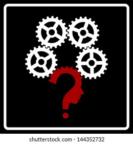 question mark human head gear symbol, vector