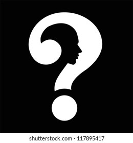 Question mark human head icon. Education and creativity concept, vector