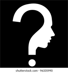 Question Mark Human Head Icon. Education And Idea Concept, Vector