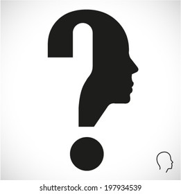 question mark human head symbol, vector