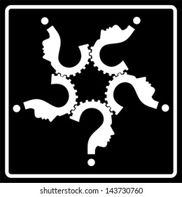 question mark human head team gear symbol, vector,