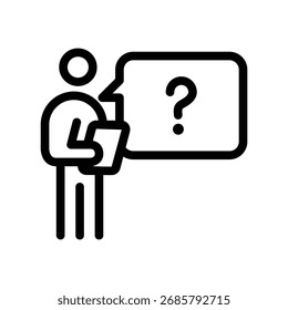 Question Mark in Human holding clipboard outline icon vector design good for web or mobile app