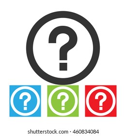 Question mark icon. Abstract illustration of question sign in a circle. Question logo isolated on white background. Vector illustration.