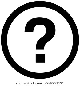 Icono de signo de interrogación, línea de color negro símbolo de ayuda de círculo de estilo plano, FAQ o signo de consulta ilustración gráfica vector, botones de colores para web, aplicación, móvil, etiqueta, sello, etiqueta aislada en blanco