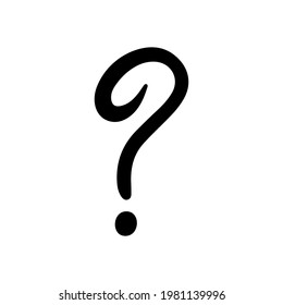 Question mark icon. Black contour linear silhouette. Side view. Vector simple flat graphic hand drawn illustration. Texture.