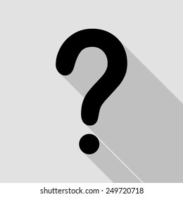 question mark icon - black illustration with long shadow