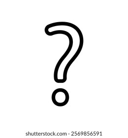 Question mark icon Black and white outline vector