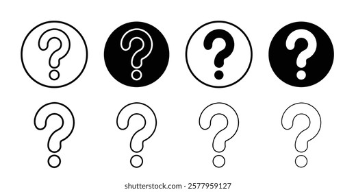Question mark icon black and white vector sign