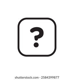 Question mark icon black and white vector outline sign
