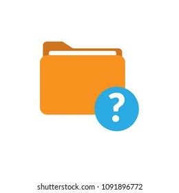 question mark icon in blue circle and orange folder with paper.