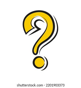 Question mark icon in cartoon style. Help symbol. FAQ sign on white background. Quiz vector symbol.