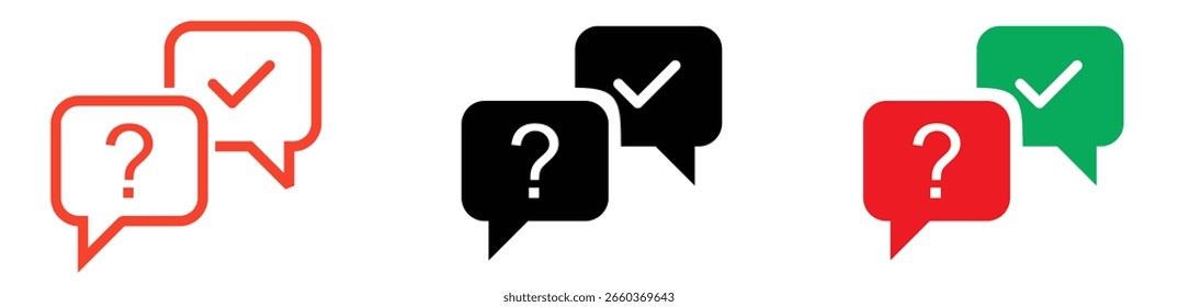 Icono de signo de interrogación. Marque el símbolo del icono de la marca de verificación. Ilustración vectorial.