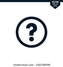 Question mark icon collection in glyph style, solid color vector