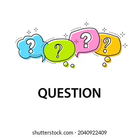 Question mark icon in color speech bubble. Dialogue and questions sign. Vector illustration, Linear style. 