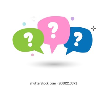 Question mark icon in color speech bubble. Dialogue and questions sign. Vector illustration, Linear style. 