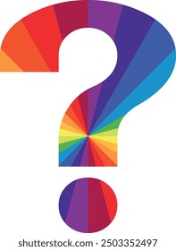 question mark icon with the color wheel has twelve colors inside, question mark icon vector illustration.