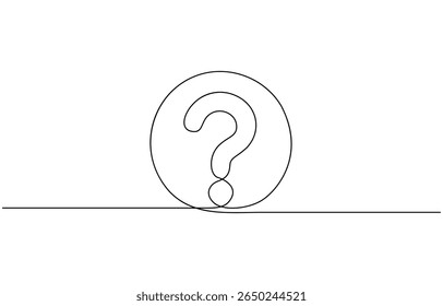 Question mark icon continuous one line drawing and minimalist style, Question mark one line art, hand drawn asking sign, idea continuous contour. Query FAQ concept, finding answer. Editable stroke.