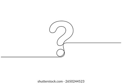 Question mark icon continuous one line drawing and minimalist style, Question mark one line art, hand drawn asking sign, idea continuous contour. Query FAQ concept, finding answer. Editable stroke.