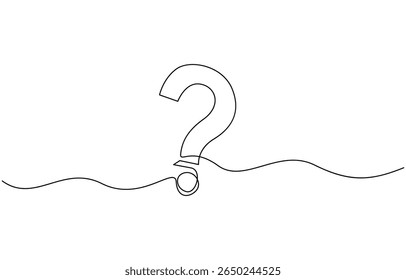 Question mark icon continuous one line drawing and minimalist style, Question mark one line art, hand drawn asking sign, idea continuous contour. Query FAQ concept, finding answer. Editable stroke.