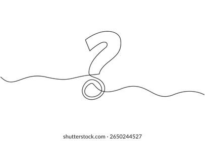 Question mark icon continuous one line drawing and minimalist style, Question mark one line art, hand drawn asking sign, idea continuous contour. Query FAQ concept, finding answer. Editable stroke.