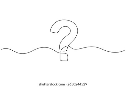 Question mark icon continuous one line drawing and minimalist style, Question mark one line art, hand drawn asking sign, idea continuous contour. Query FAQ concept, finding answer. Editable stroke.