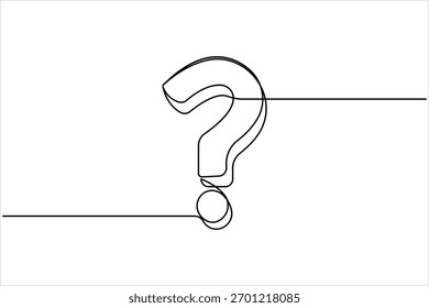 Icono de signo de interrogación dibujo continuo de una línea de estilo minimalista, signo de interrogación una línea de Ilustración vectorial de arte
