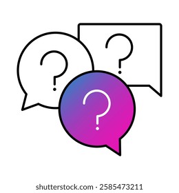 Question mark icon. Curiosity, inquiry, critical questioning, problem identification, solution exploration. Vector illustration.