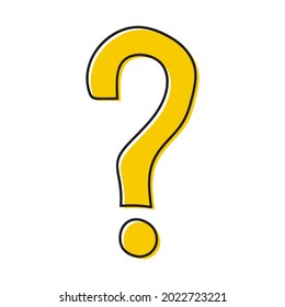 Question mark icon in doodle style. Help symbol. FAQ sign on blue background. Quiz vector symbol.