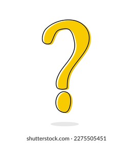 Question mark icon in doodle style. Help symbol. FAQ sign on white background.