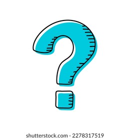 Question mark icon in doodle style. Help symbol. FAQ sign on white background.