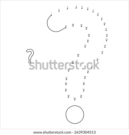 Question Mark Icon Dot To Dot, Inquiry Query Interrogation Icon Vector Art Illustration, Connect The Dots Puzzle Game