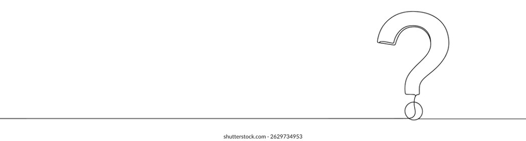 Question mark icon drawn with one line. Black outline of a question mark made with a single continuous line. Vector illustration.