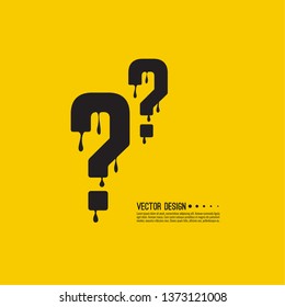 Question mark icon with drops. Modern help symbol. FAQ sign on background. Contemporary vector illustration. 